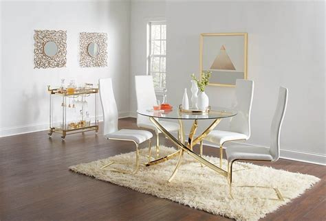 chanel dining table set|Chanel 5 Piece Dining Table Set in Brass Finish by Coaster.